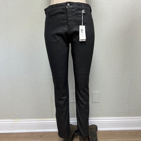 NWT AG Adriano Goldschmied Farrah Skinny Ankle Metallic Black Jeans 32 $225 - Picture 1 of 6